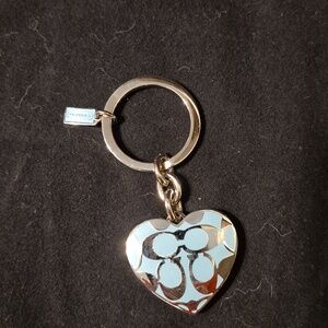 NWoT ♥️ COACH ♥️ HEART LOCKET  KEYCHAIN/BAG CHARM 🎁Perfect Gift!🩵 Aqua/Silver